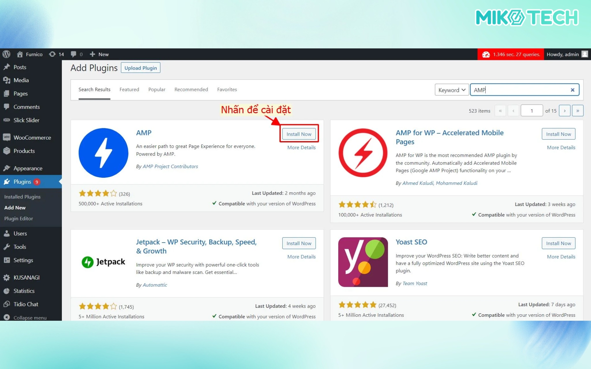 AMP là gì? Hướng dẫn cài đặt và kiểm tra AMP cho website 3 Bước 1: Cài plugin AMP