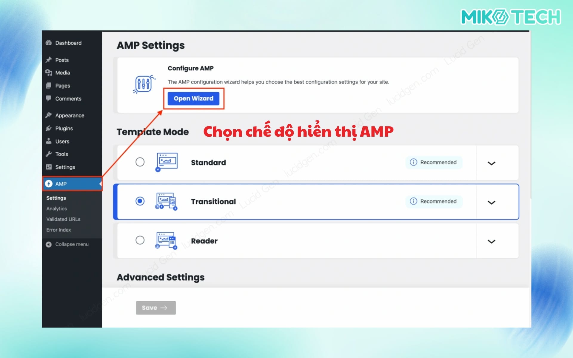 AMP là gì? Hướng dẫn cài đặt và kiểm tra AMP cho website 4 Bước 2: Chọn chế độ hiển thị AMP