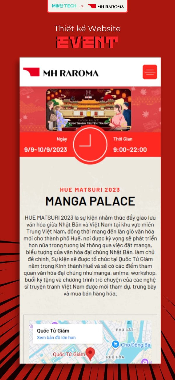 Dự án MH Raroma - Hue Matsuri 2 Thiết kế website event MH Raroma