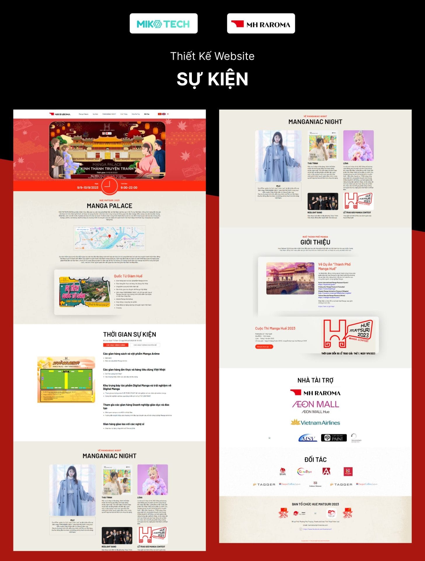 Giao diện website event MH Raroma