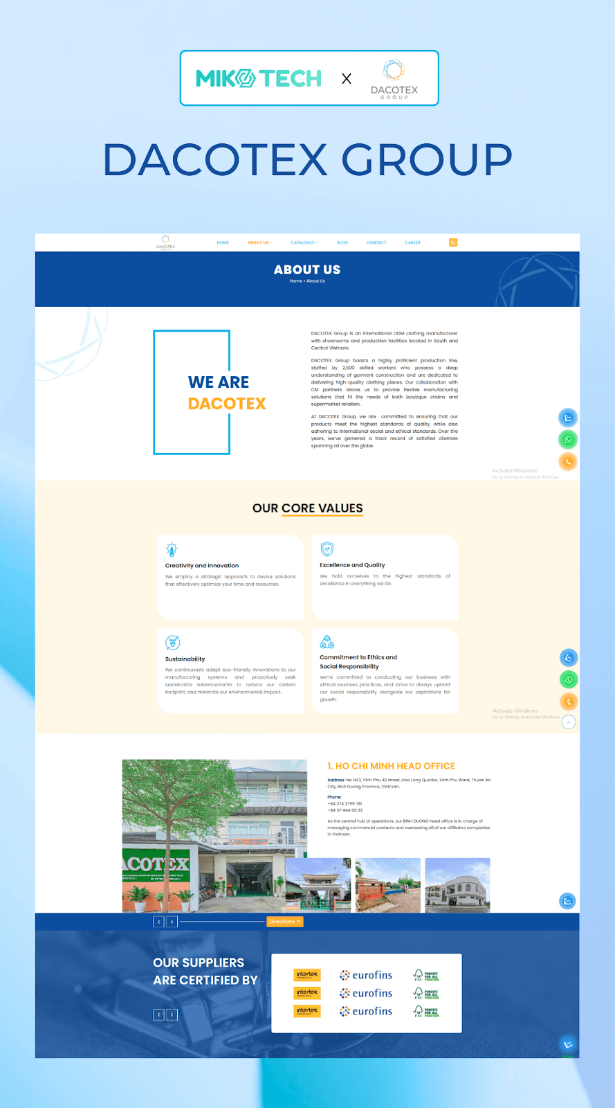 Dự án Dacotex Group 2 Thiết kế website Dacotex Group