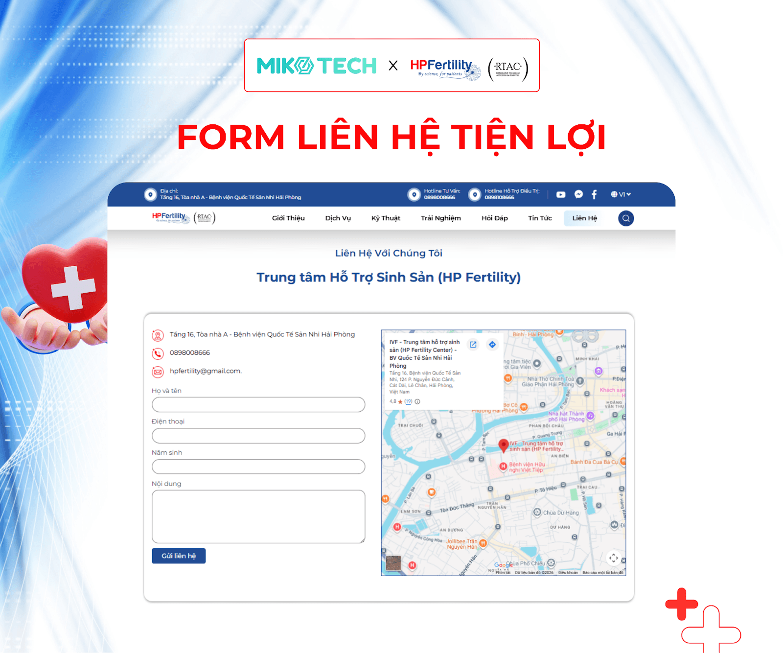 Form liên hệ website HP Fertility