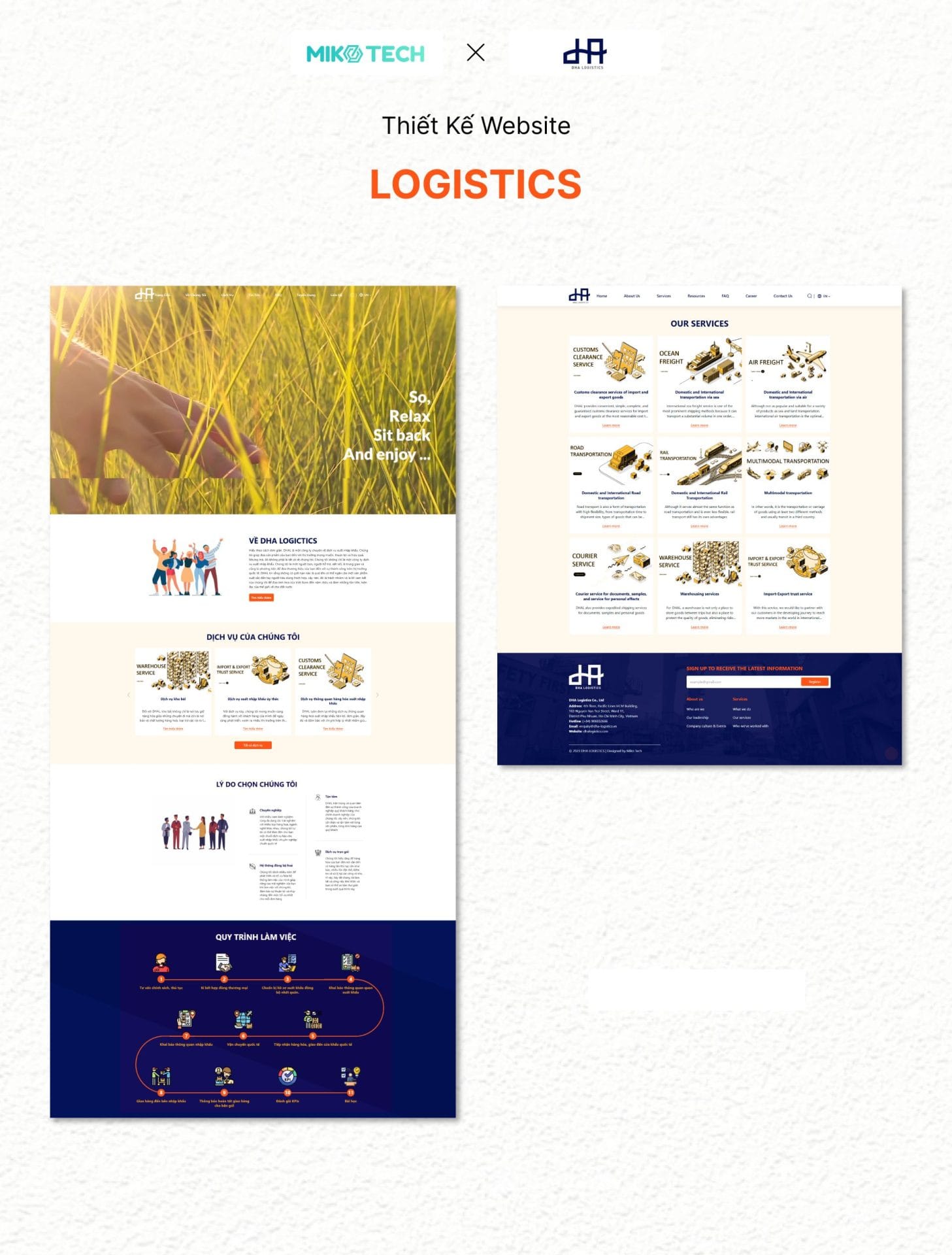 Giao diện website DHA Logistics