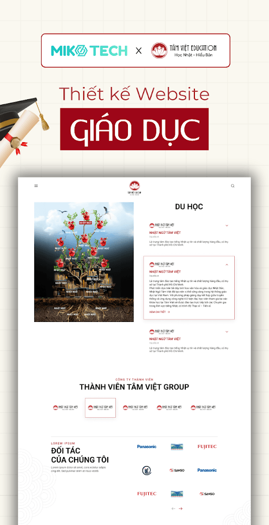 Giao diện website Tâm Việt Education