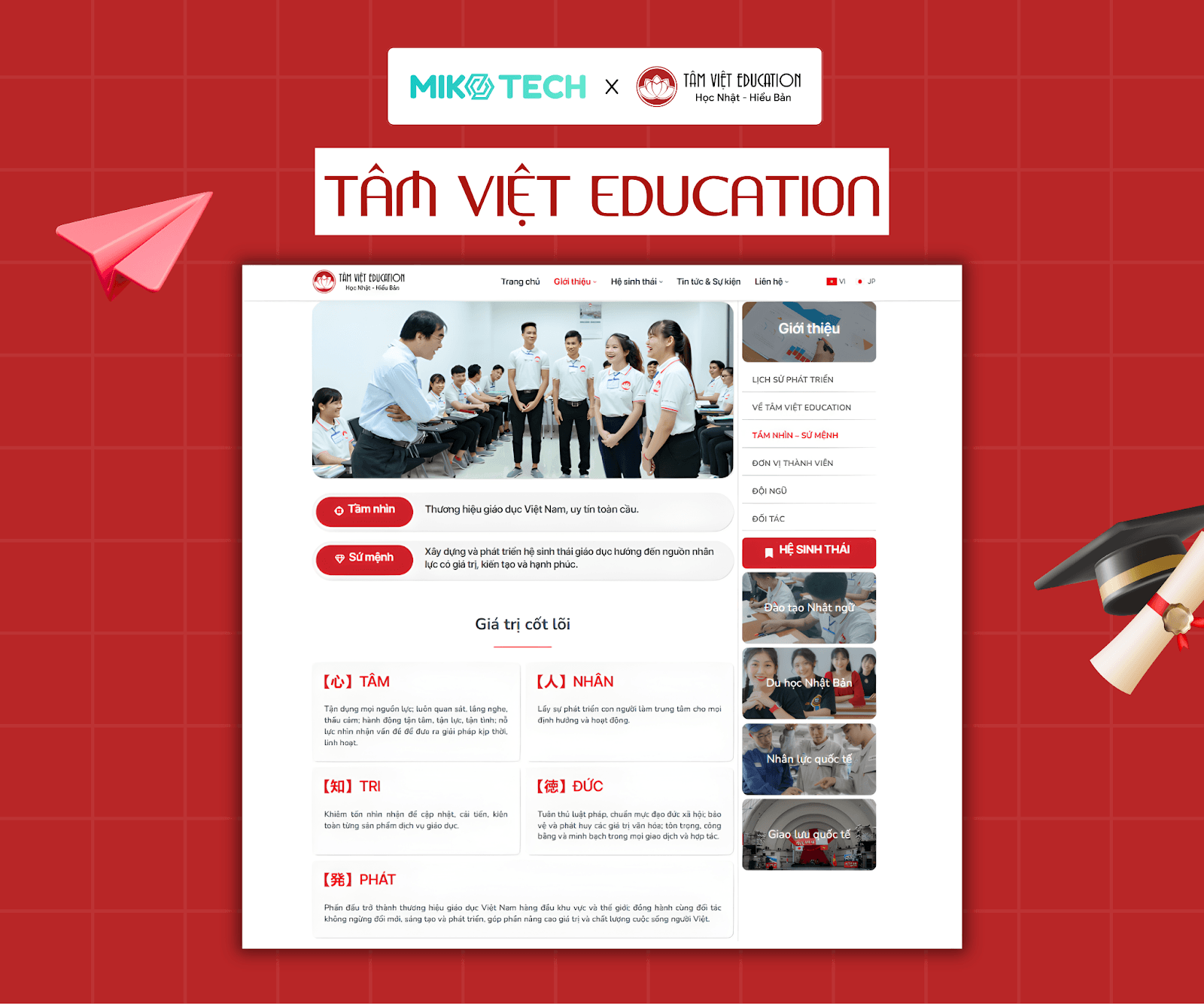 Thiết kế website Tâm Việt Education