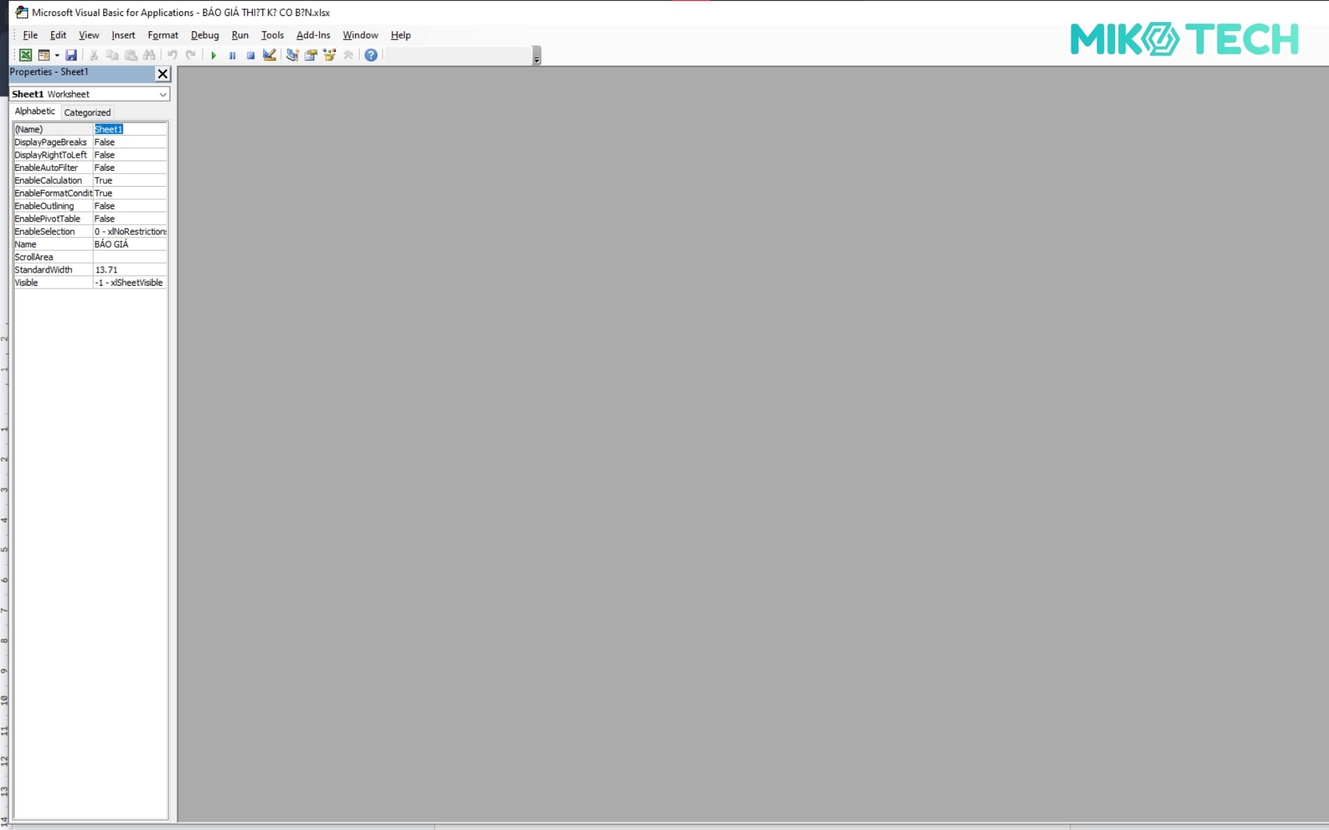 Bước 1: Mở file Excel > nhấn Alt + F11 để mở VBA Editor