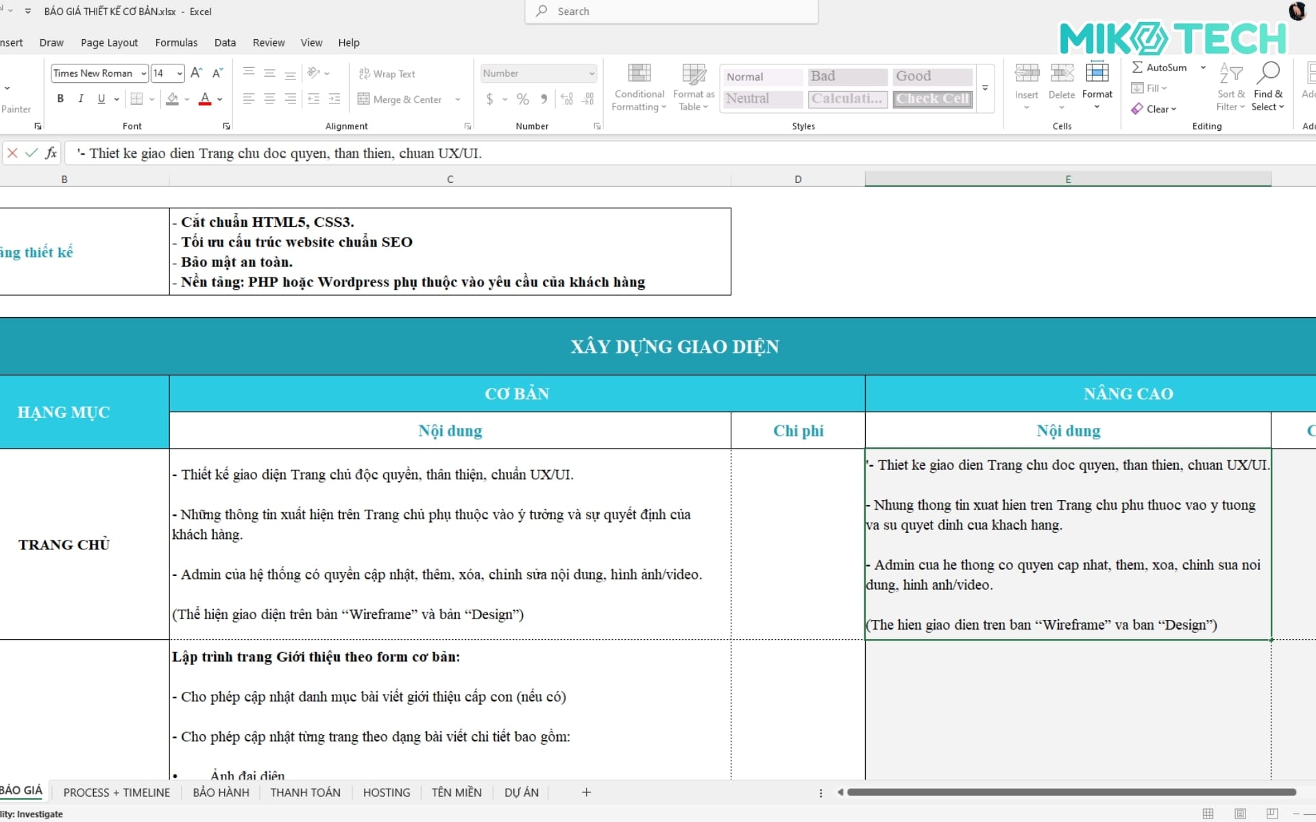Bước 4: Quay lại Excel và sử dụng hàm: