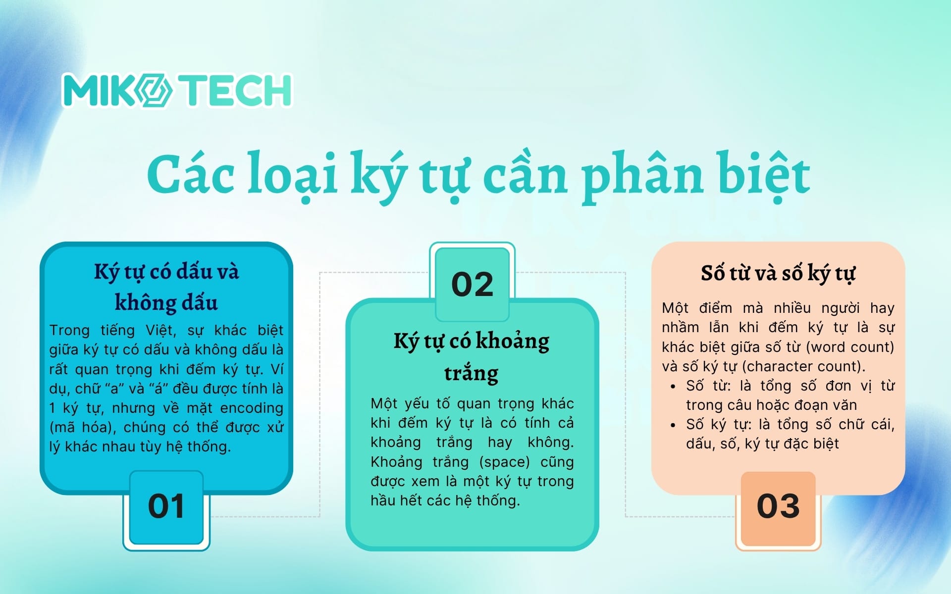 Các loại ký tự cần phân biệt