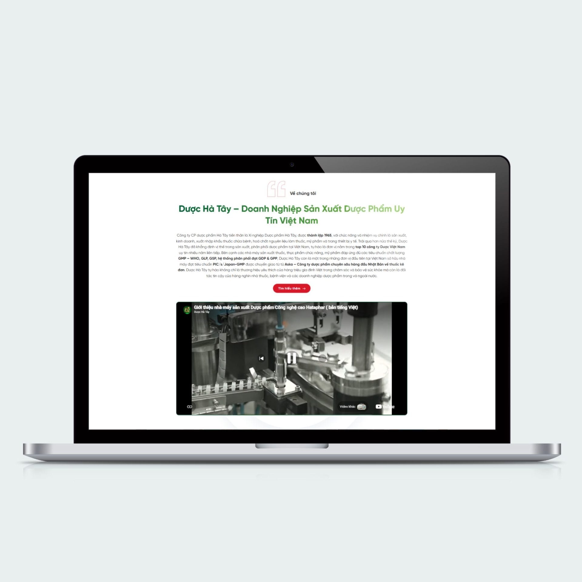 Giao diện website Dược Hà Tây