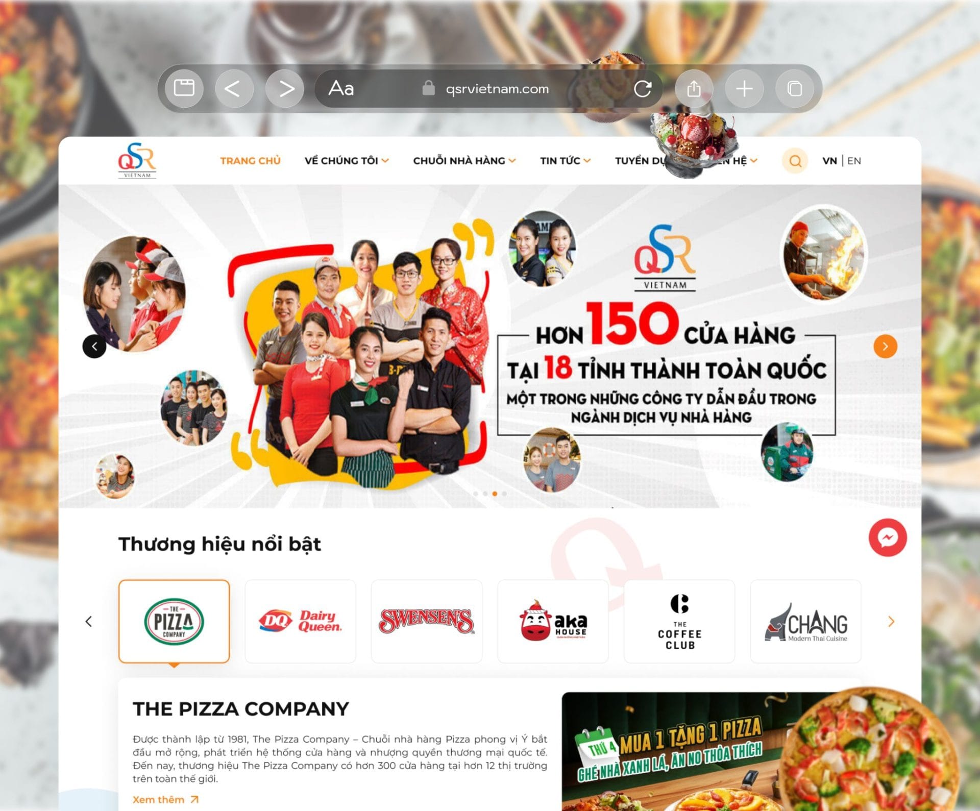 Dự án QSR Việt Nam 2 Giao diện website QSR