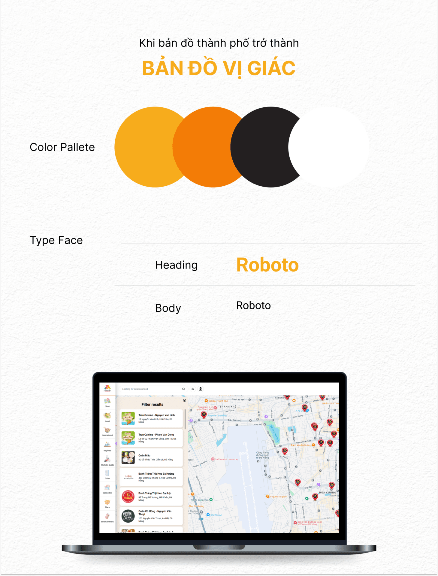 Color pallete website Đà Nẵng Food Tour