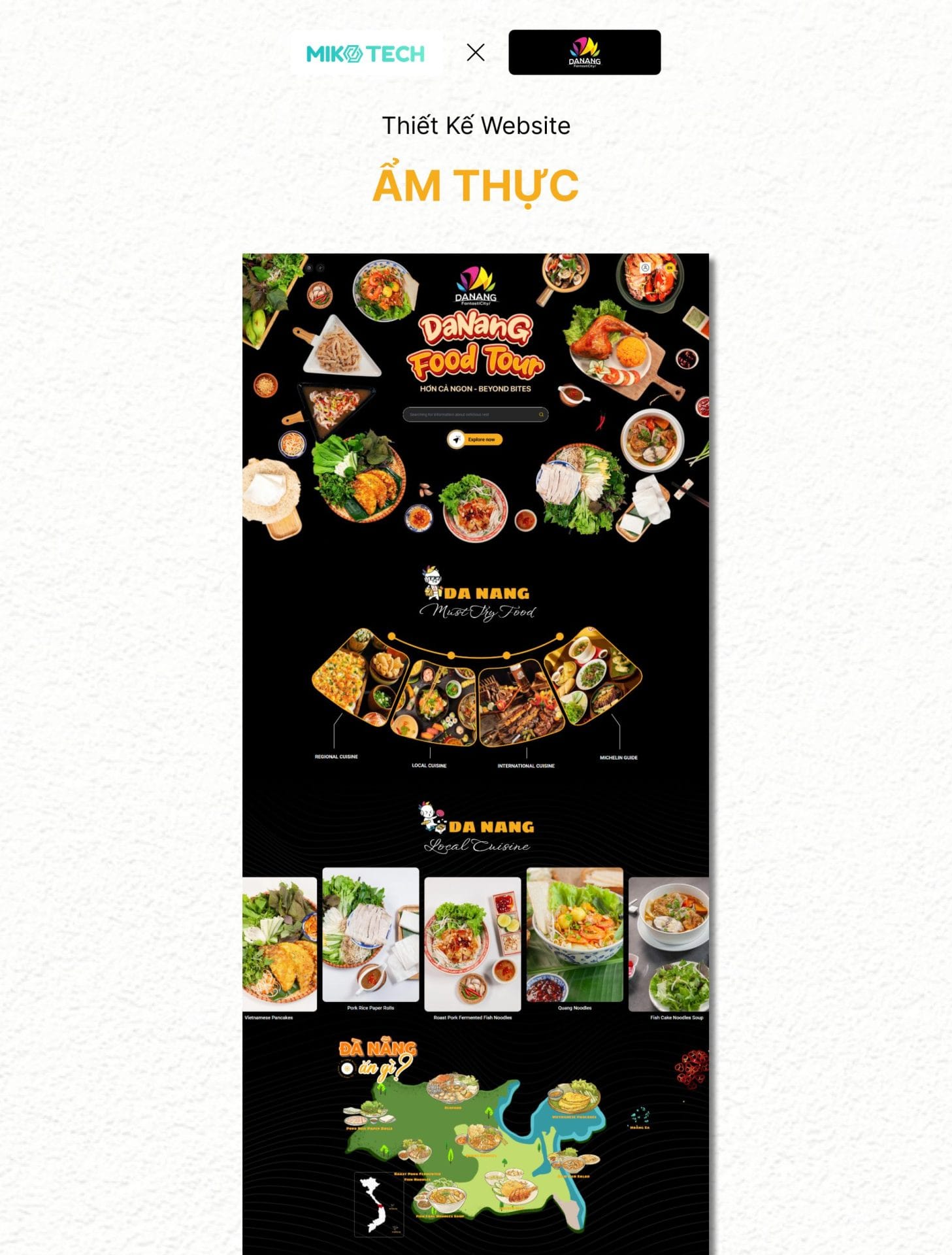 Giao diện website Đà Nẵng Food Tour