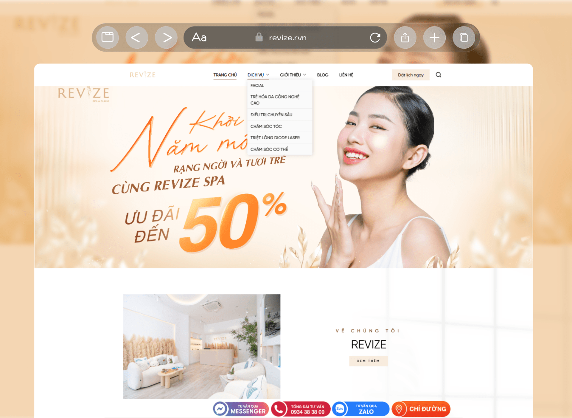 Dự án REVIZE Spa & Clinic 4 Website Revize