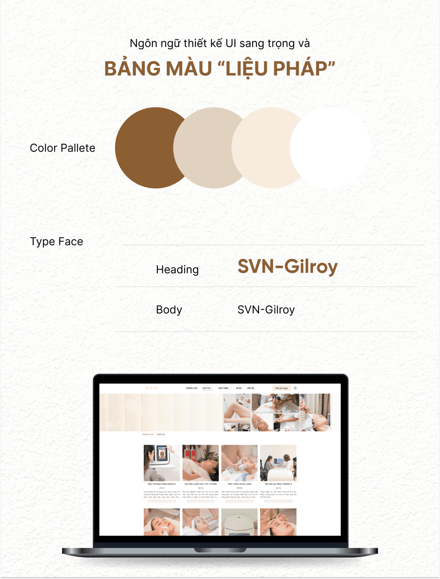 Dự án REVIZE Spa & Clinic 3 Color pallete website Revize