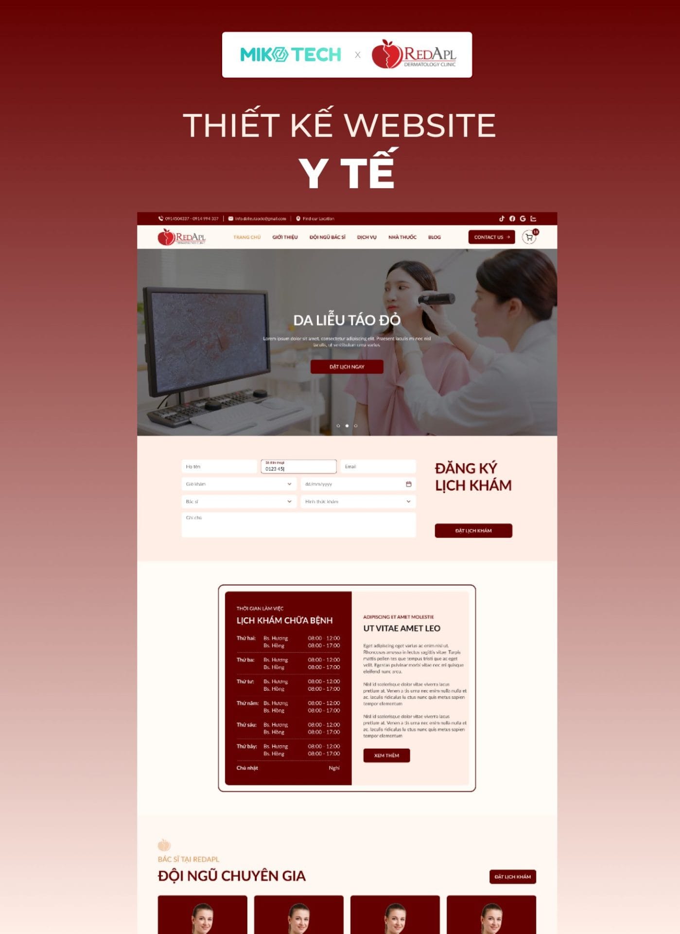 Dự án Da liễu Táo Đỏ 2 Giao diện web Da liễu Táo Đỏ