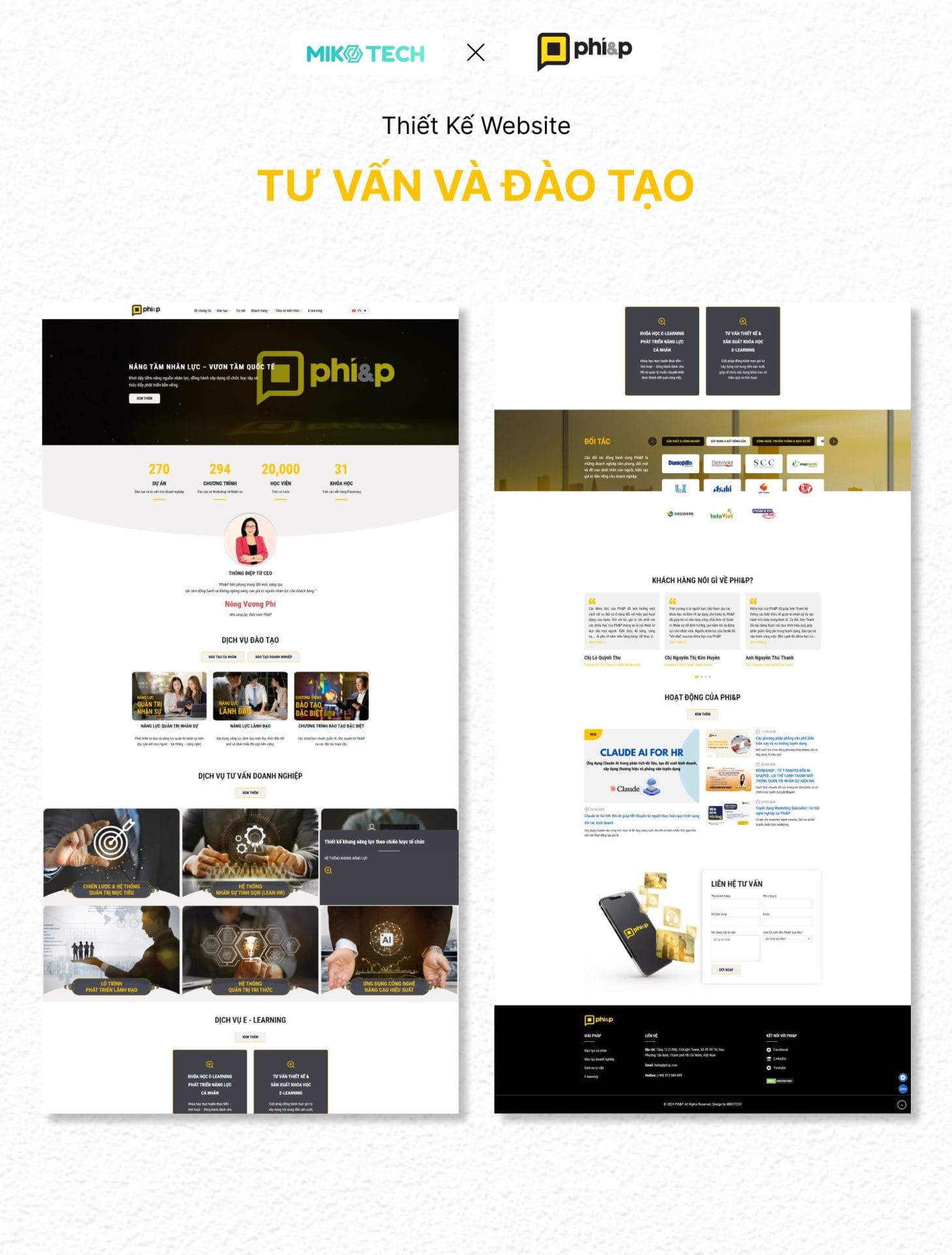 Dự án Phi&P 1 Giao diện website Phi&P