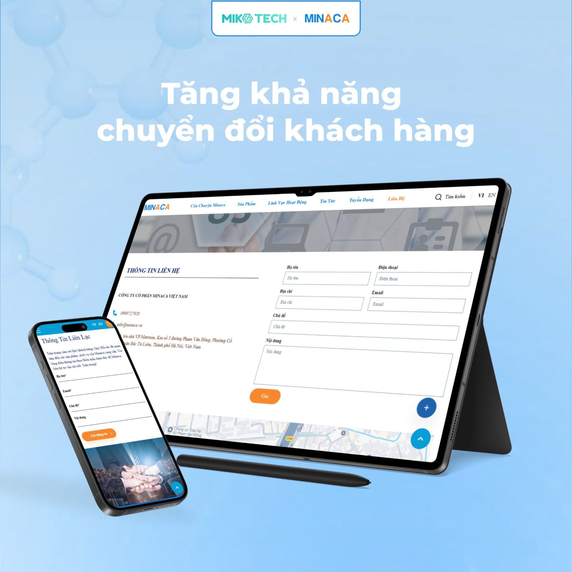 Dự án Minaca 4 Website Minaca tăng khả năng chuyển đổi khách hàng