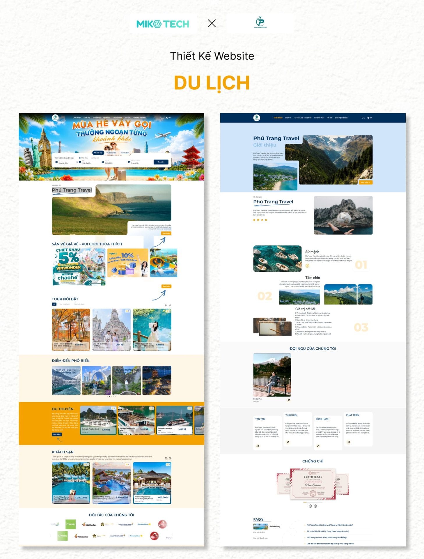 Giao diện website Phú Trang Travel