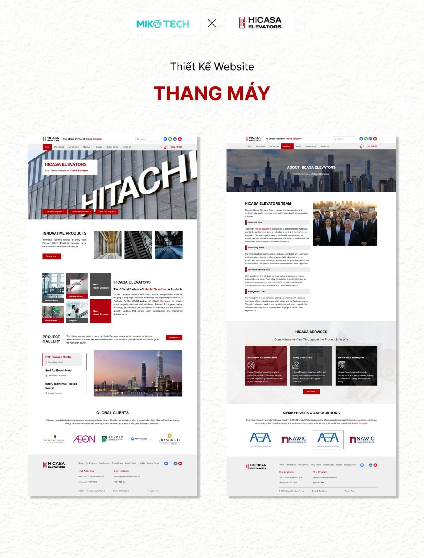 Dự án Hicasa Elevators 2 Giao diện website Hicasa Elevators